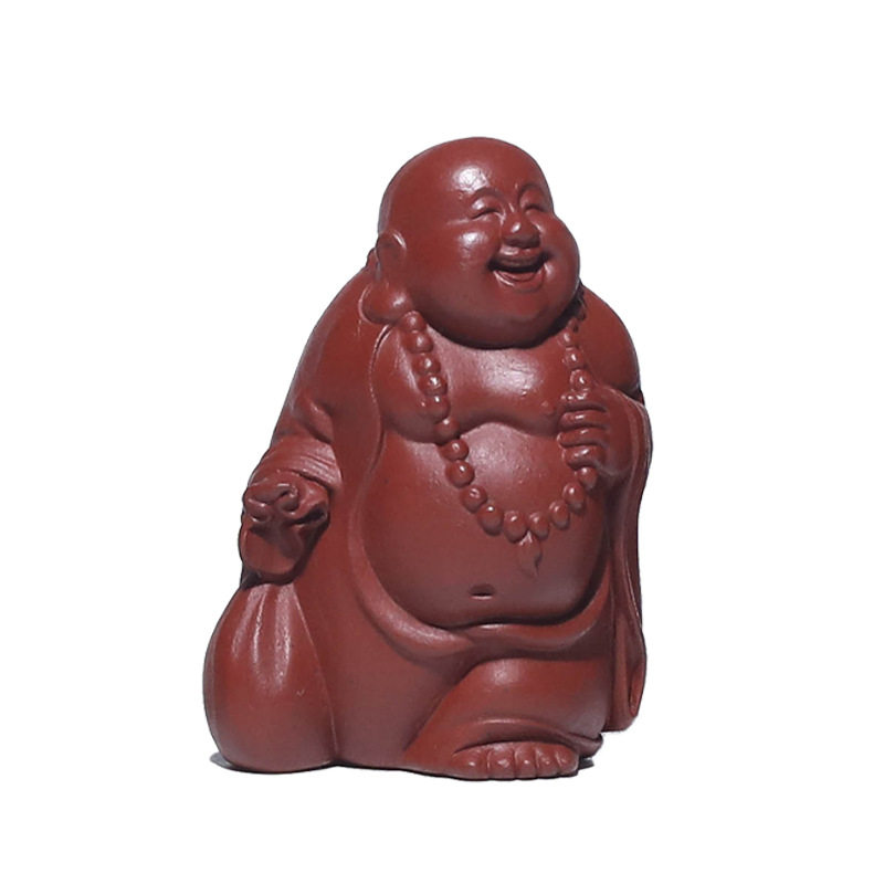 宜兴紫砂茶宠弥勒佛观音财神爷小摆件人物布袋佛雕塑香插陶瓷工艺