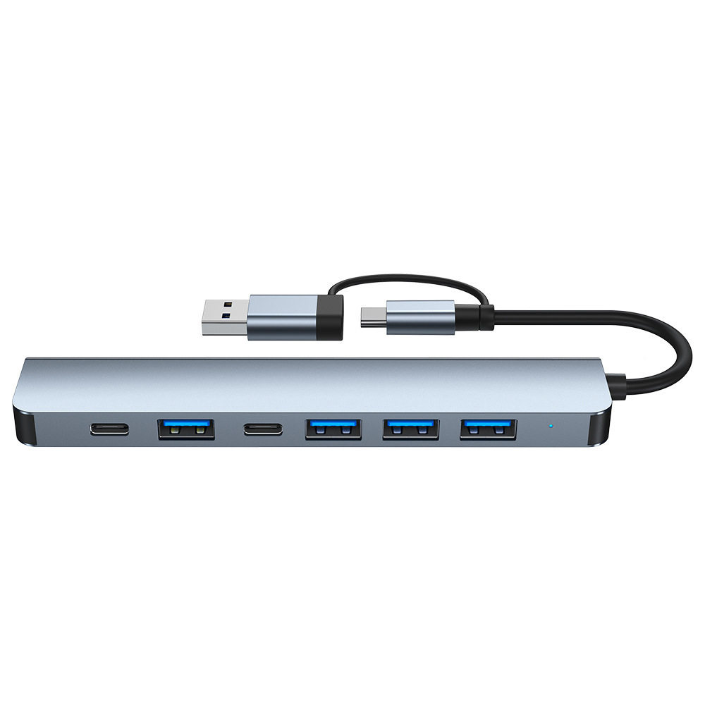 双头七合一拓展坞集线器器笔记 本7合1 多功能type+USB+HDMI扩展