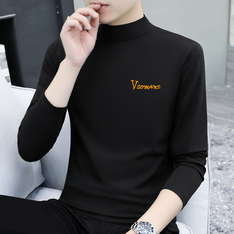 男士长袖t恤纯棉高级感半高领