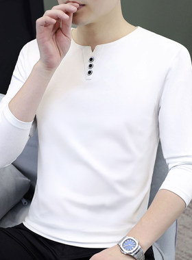 衣服男款纯棉v领潮牌高级感上衣