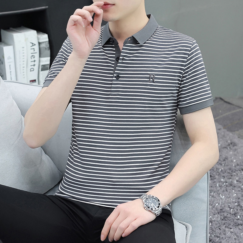 男士短袖翻领polo衫纯棉高级感图片