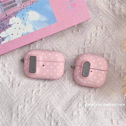 airpods4耳机套粉色波点自动弹盖