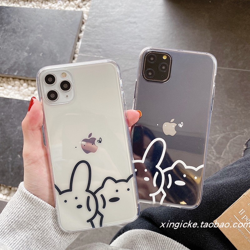 线条小熊适用于11Pro/Max苹果X/XS/XR手机壳iPhone7情侣8plus软套