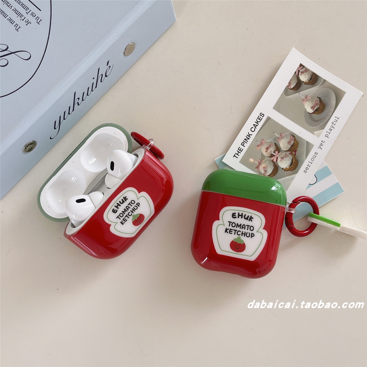 airpods4耳机套撞色西红柿字母