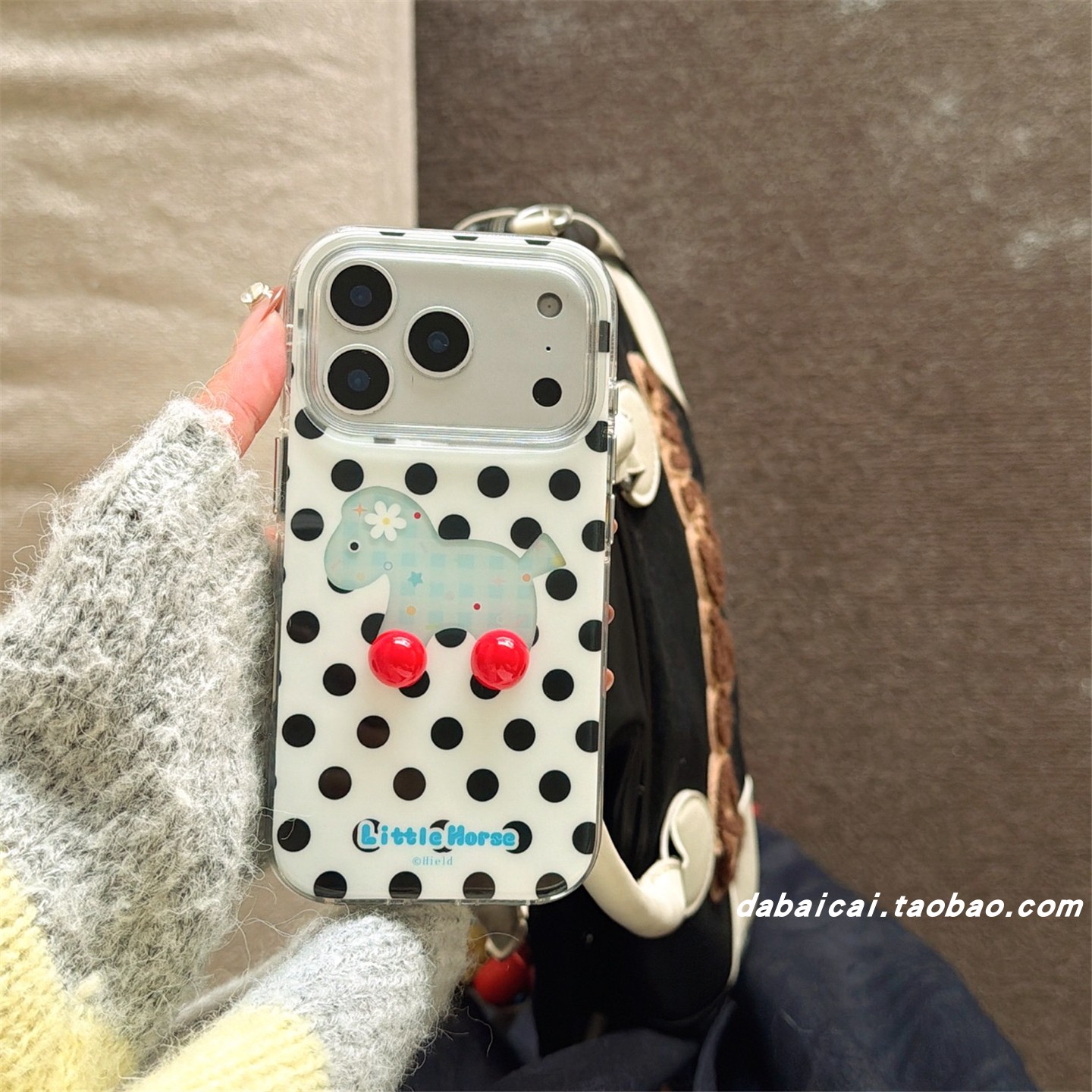 苹果17手机壳甜酷波点格纹小马