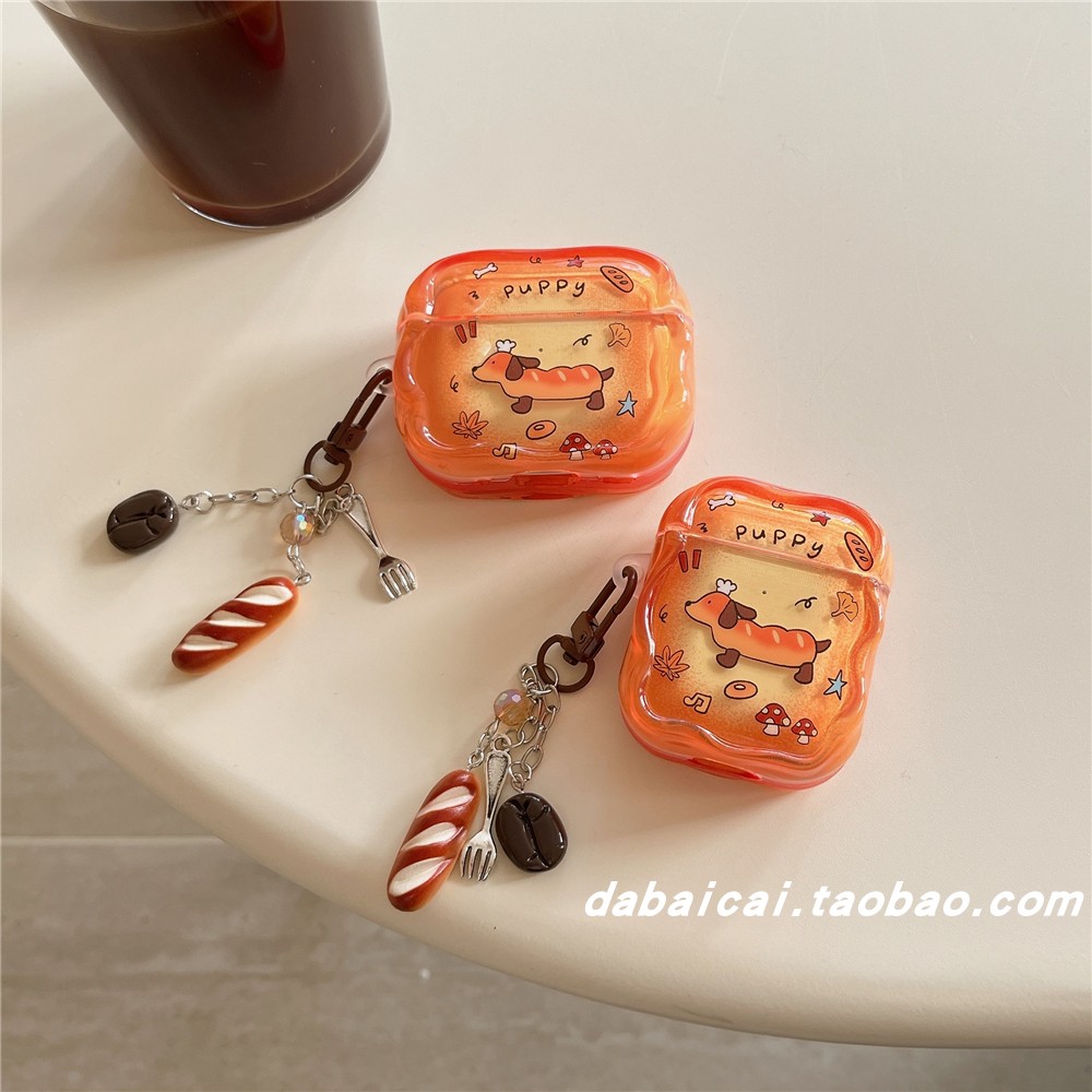 面包腊肠狗橘色airpods4耳机套
