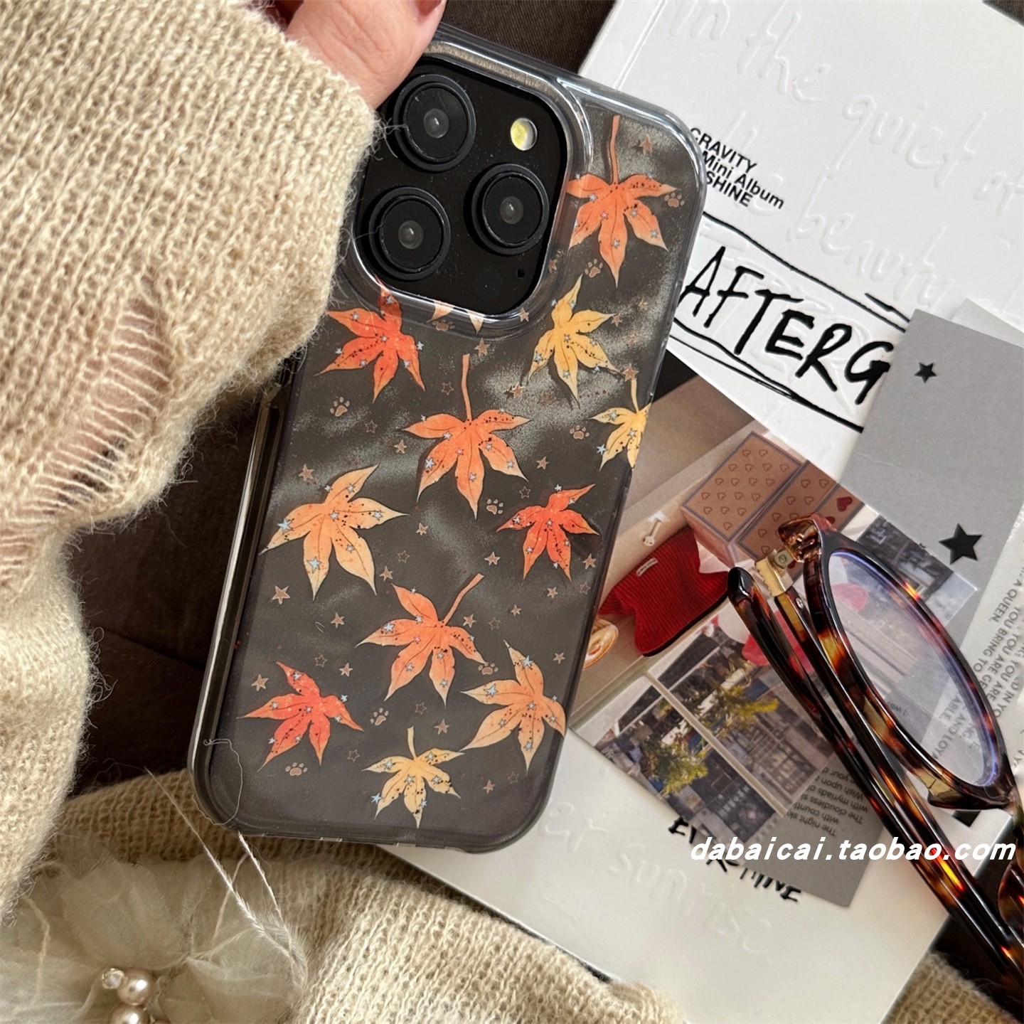 苹果16手机壳ins秋天星星枫叶