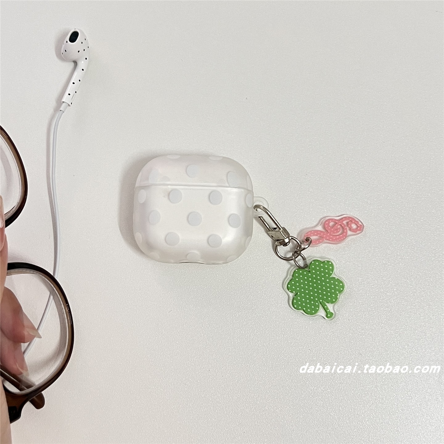 ins简约白色波点适用airpods pro3耳机套4代无线蓝牙苹果airpods1/2代耳机壳pro新款3代pro2防摔保护套韩系女
