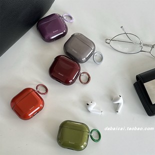 高级感复古透色字母适用airpods pro3耳机套4代无线蓝牙苹果airpods1/2代软pro新款3代pro2防摔保护套韩系ins