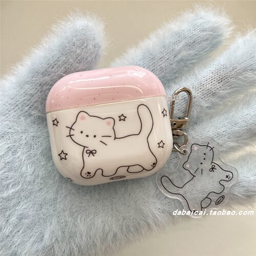 星星线条猫咪适用airpods5耳机套