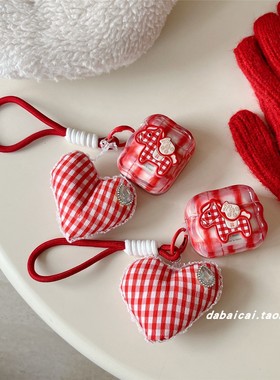 新年晕染红格纹小马适用airpods4耳机套pro3新款airpodspro2保护套3代苹果无线蓝牙耳机壳二三代airpods1/2女