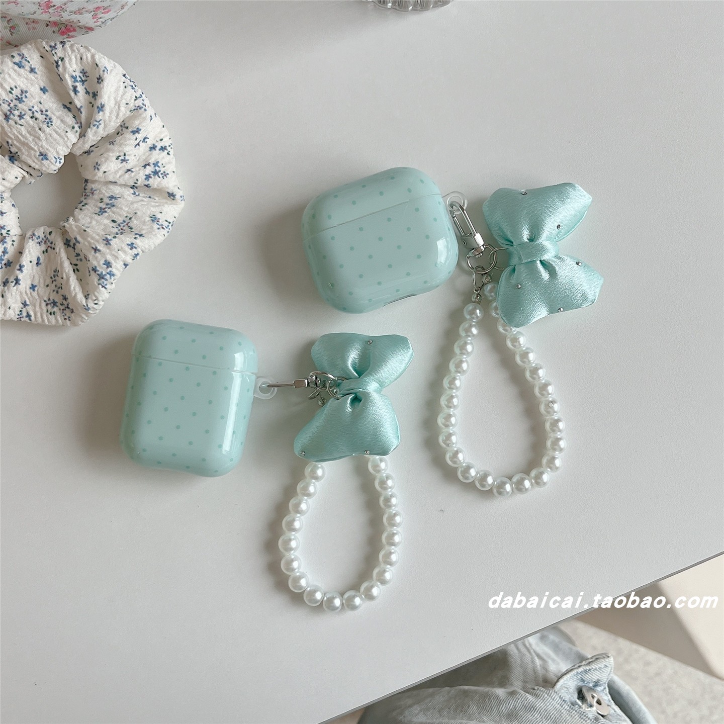 airpods4耳机套ins韩系绿色波点