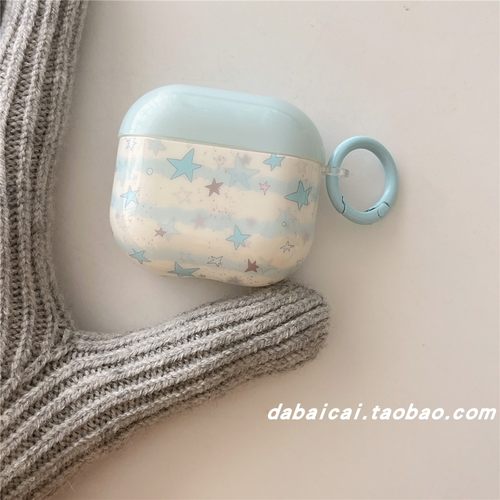 airpods4耳机套撞色条纹蓝星星