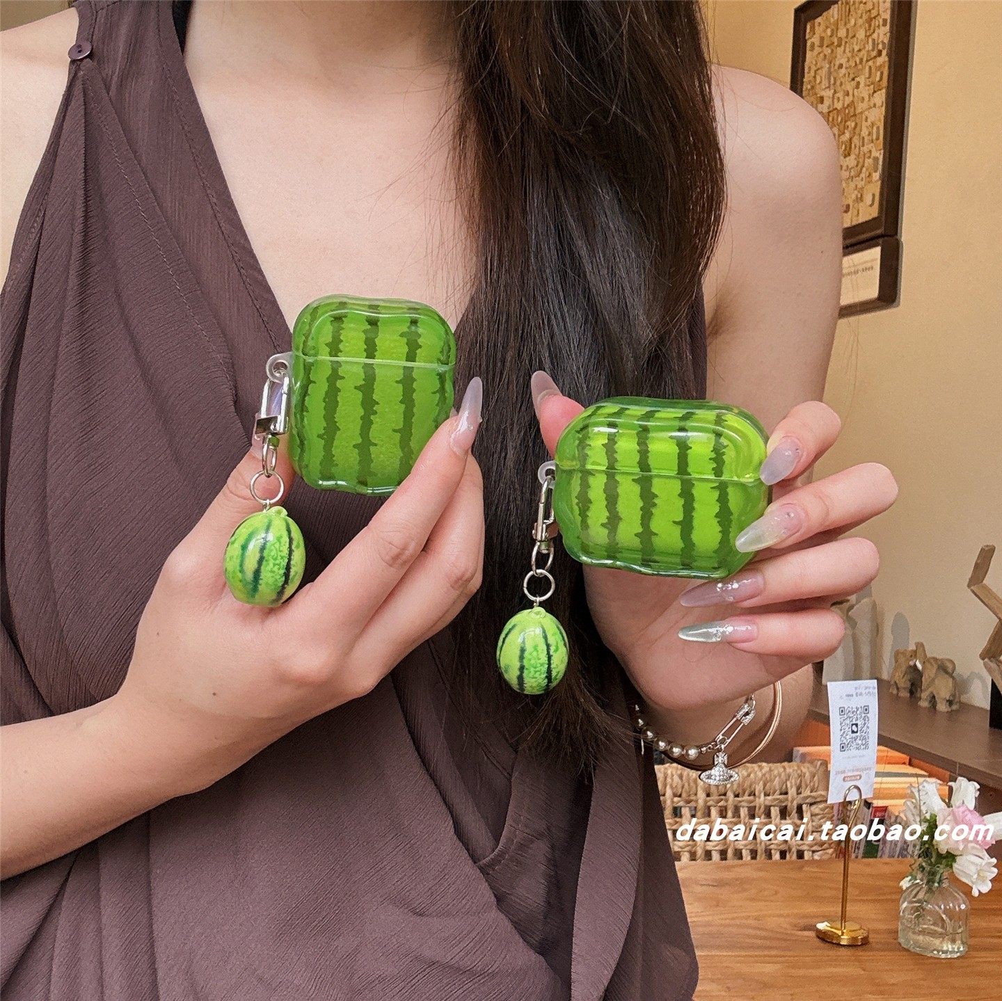 ins波浪边绿色西瓜适用airpods pro2耳机套无线蓝牙苹果airpods1/2代软壳pro新款3/4代防摔保护套个性女夏日,3C数码配件,耳机保护套,淘宝优惠券,粉丝福利购,淘宝优惠卷