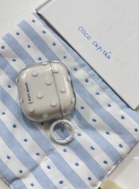 ins韩系透灰色白波点适用airpods4耳机套pro3新款airpodspro2保护套3代苹果无线蓝牙耳机壳三代airpods1/2女