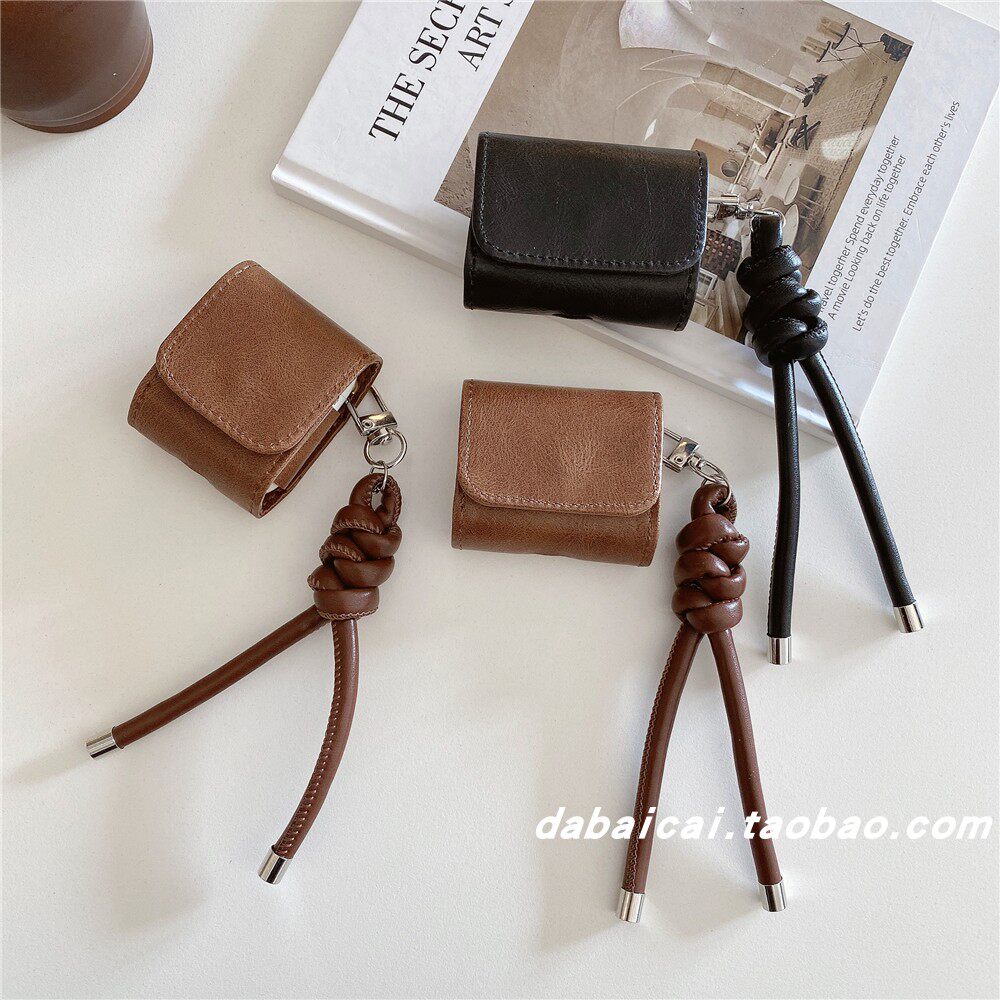 ins复古棕皮质适用airpods pro2耳机套无线蓝牙苹果airpods1/2代软壳pro新款3/4代防摔保护套个性男女高级感