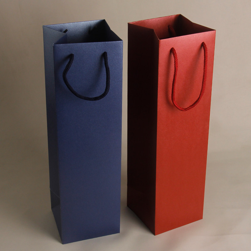 细长红酒手提礼品袋高端单支葡萄酒袋单支红色香烟长方形包装袋子