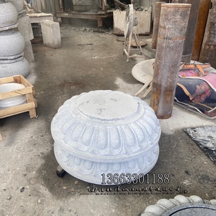 定制大理石石雕鼓钉莲花瓣柱墩家用空心汉白玉柱子底座包柱柱基石