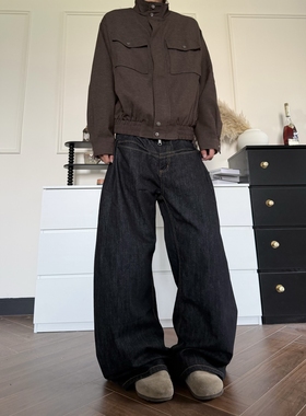 DHSS美式复古弯刀牛仔裤男女宽松直筒阔腿垂感百搭廓形休闲长裤