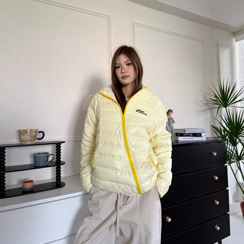 DHSS美式复古斜拉链连帽羽绒服