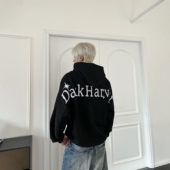 DHSS美式 街头字母刺绣重磅连帽卫衣男女宽松套头百搭休闲简约帽衫