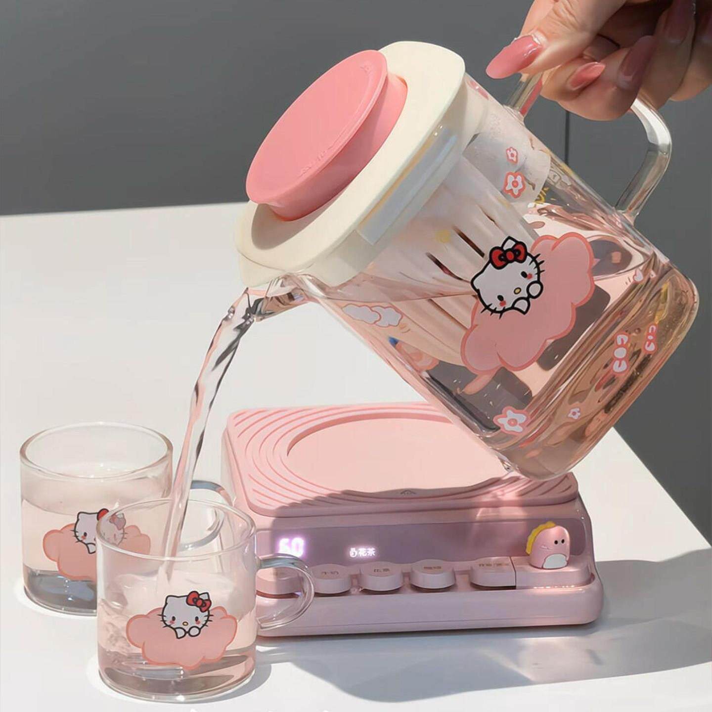 hellokitty保温水壶套装秋冬家用大容量办公室加热垫养生喝水茶具