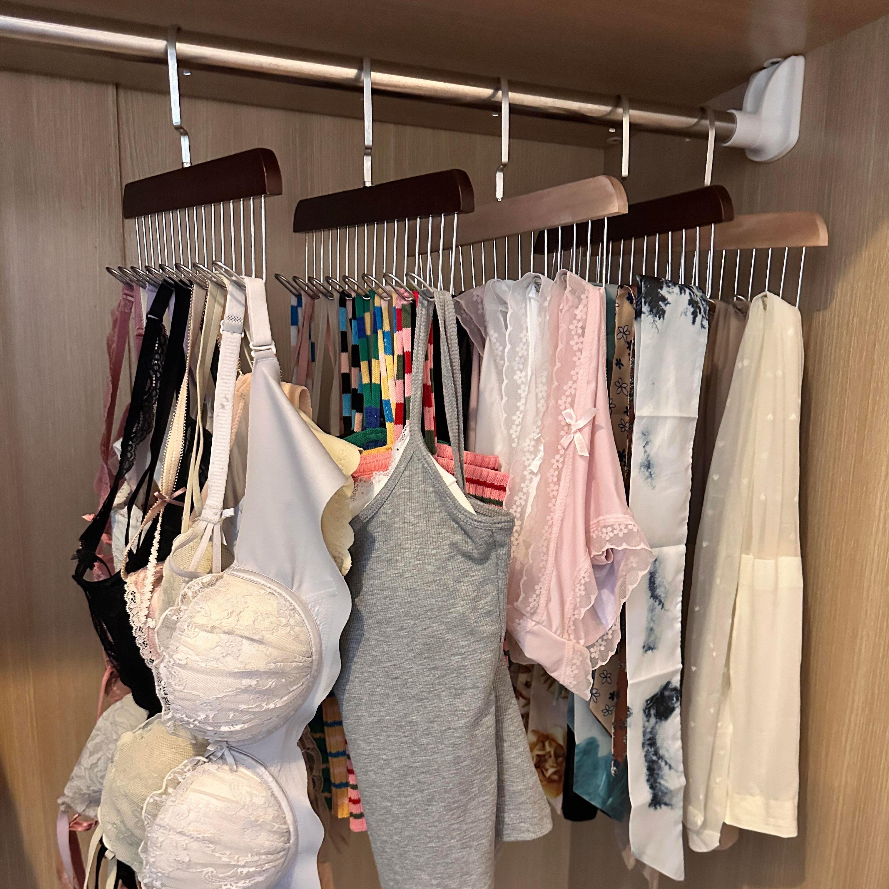 内衣衣架木质吊带衣架背心收纳神器家用卧室实木挂钩波浪晾衣架