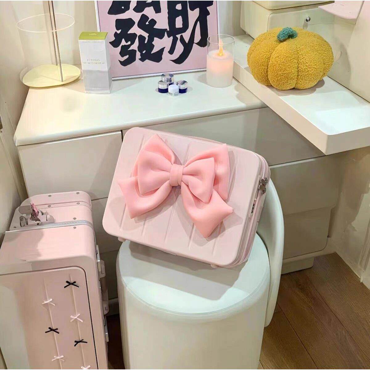 行李箱蝴蝶结装饰贴纸少女心化妆包手提箱芭蕾风diy可爱立体贴饰
