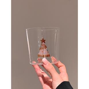 圣诞树高硼硅玻璃杯家用耐高温食品级喝水杯子高级ins风圣诞礼物