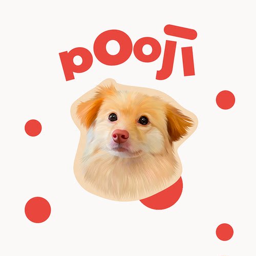 POOJI宠物定制手绘画像电子版浅色小狗头像来图定制宠物纪念原创