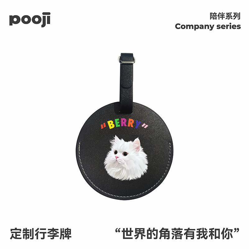 POOJI宠物定制行李牌吊牌防丢旅行原创设计猫咪狗狗来图DIY礼物