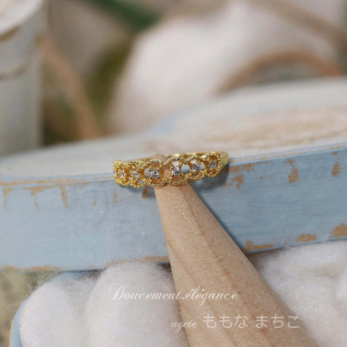 新款时尚高级感蕾丝锆石戒指