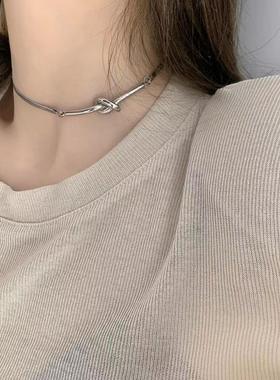 CINCIN原创打结项链钛钢不掉色冷淡风气质百搭短款抽拉锁骨链颈链
