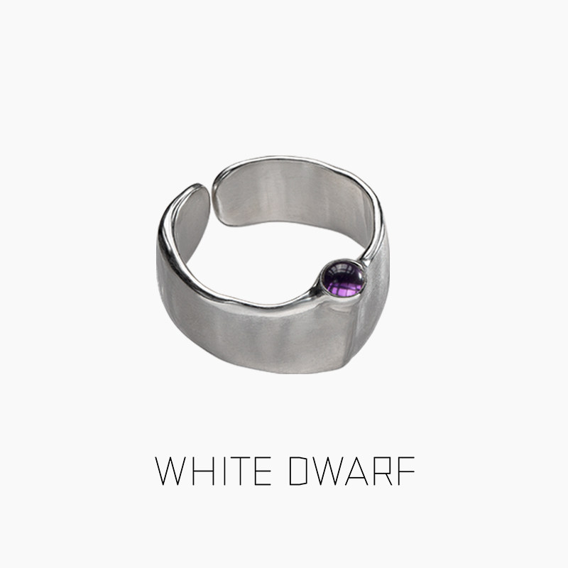 WHITE DWARF白矮星向外戒指925银紫水晶原创设计小众质感独特开口