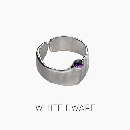 WHITE DWARF白矮星向外戒指925银紫水晶原创设计小众质感独特开口