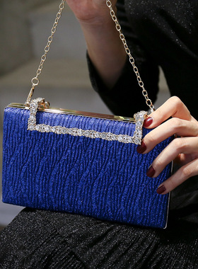 欧美时尚褶皱晚宴包红色钻饰新娘包亮粉宴会礼服包跨境潮州