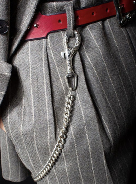 忧郁的富二代ERD银色玫瑰花复古朋克风钛钢配饰男女情侣款裤链潮