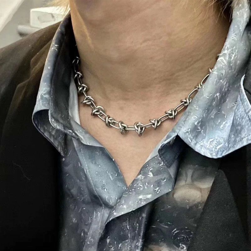 RAF SIMONSARCHIVEREDUX打结嘻哈高街个性百搭复古银项链男女同款