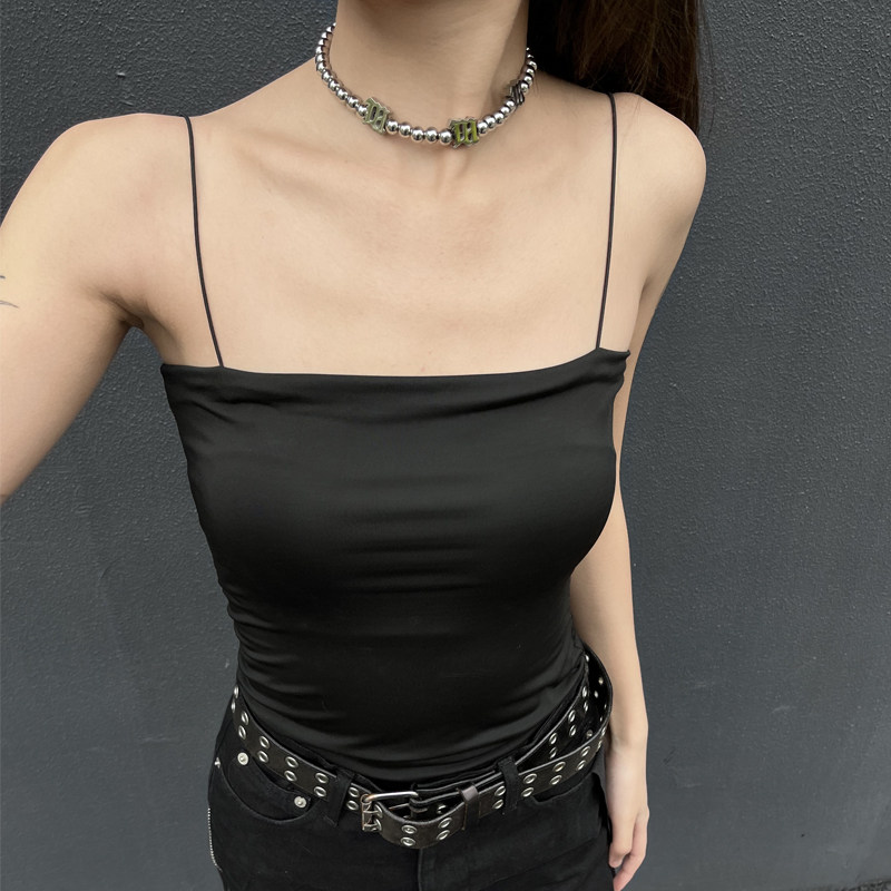 오리지널 실버 하이 엔드 티타늄 스틸 문자 짧은 목걸이 Y2K 틈새 간단한 핫 걸 스타일 초커 달콤하고 멋진 액세서리