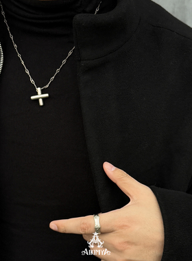 AIKIMYA复古做旧十字情侣项链