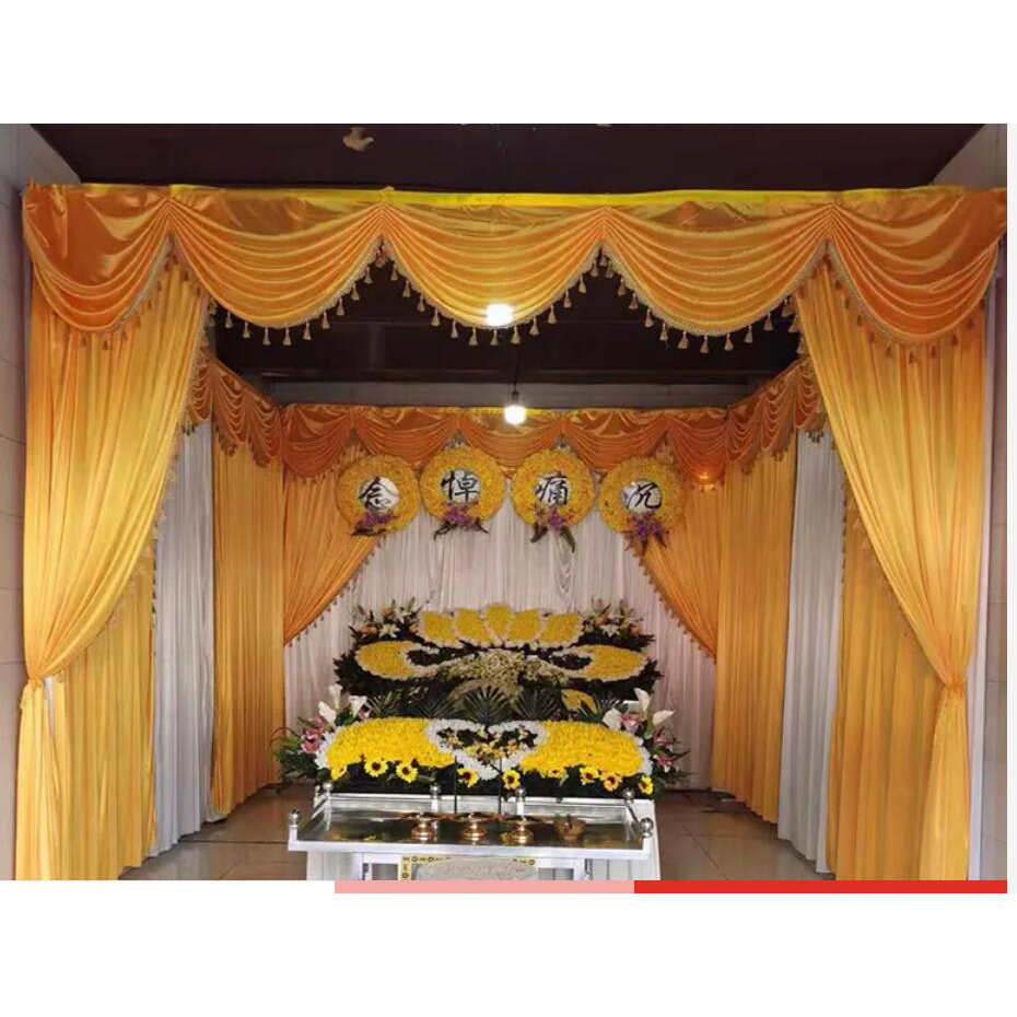 白事灵堂背景布幔殡仪馆丧事葬礼灵棚布置全套纱幔丧葬用品布幔帘