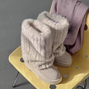 现货~冰岛雪地靴女2023新款厚底防滑加绒保暖中筒靴裤管毛毛棉靴