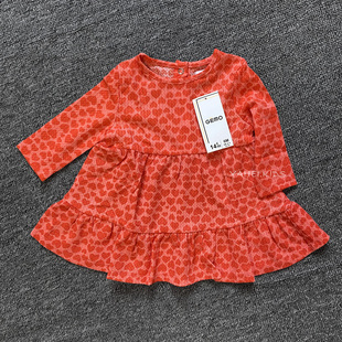 外贸原单 儿童连衣裙长袖春秋打底裙子薄款内搭新年红色裙子可爱