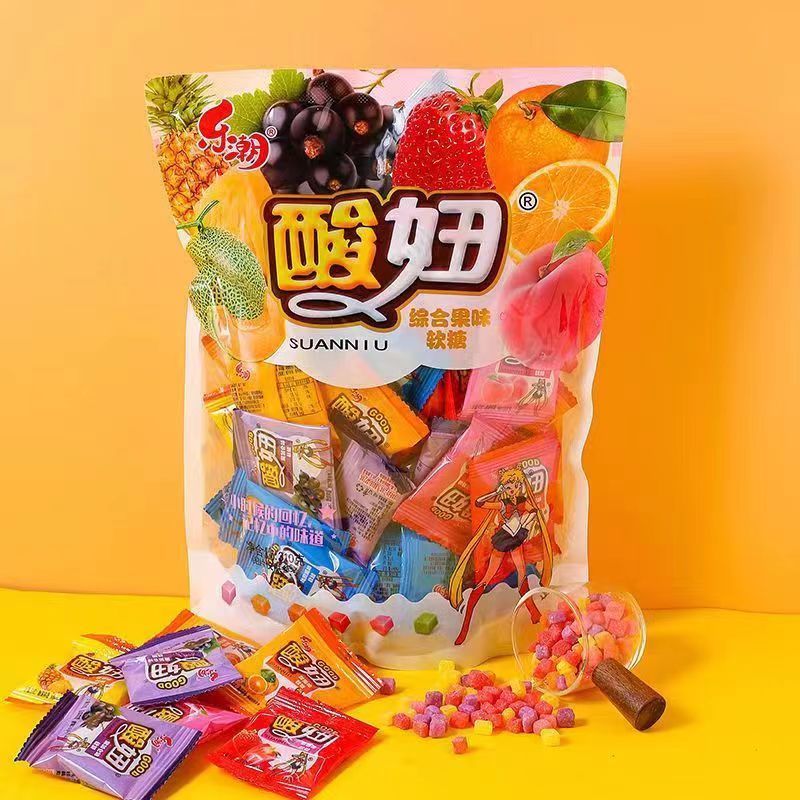 乐潮酸妞软糖水果味QQ糖橡皮糖混合口味校园童年怀旧零食