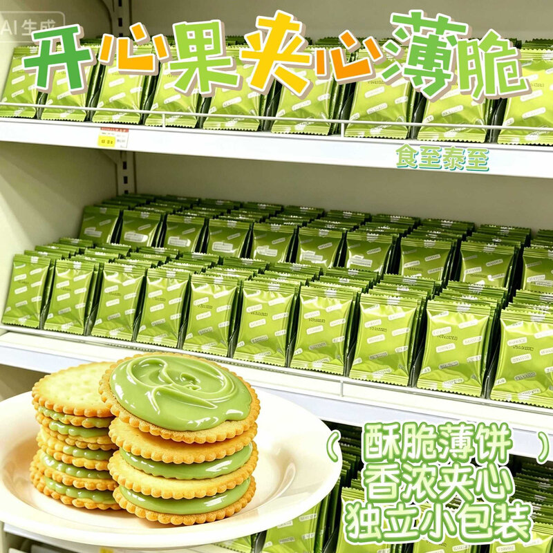 开心果酱夹心饼干花生酱薄脆网红马铃薯薄饼解馋零食休闲小吃食品