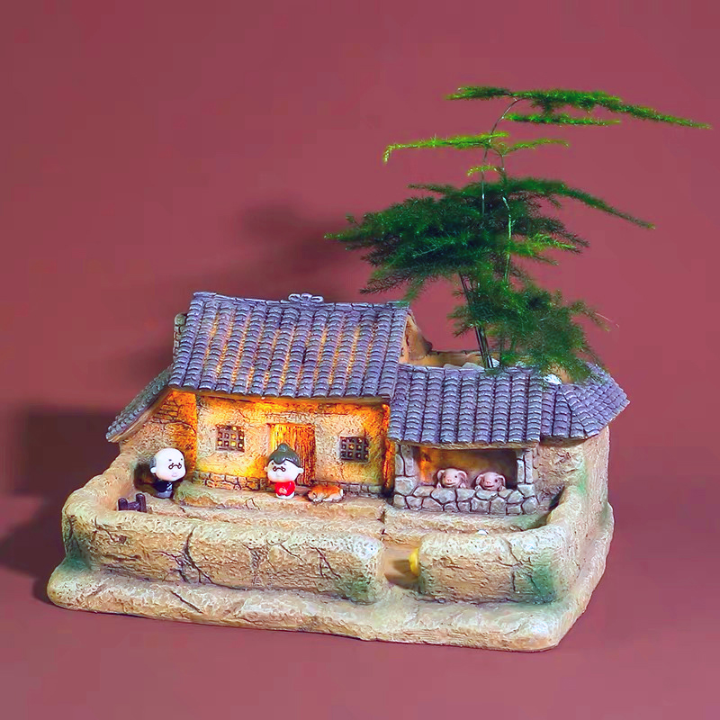 多肉植物组合盆栽带灯田园复古小花盆创意个性室内微景观装饰摆件11月03日最新优惠