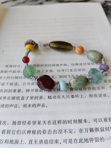 锗石与大海。看见光||红玛瑙 老琉璃 蓝松石手编绳手串手链