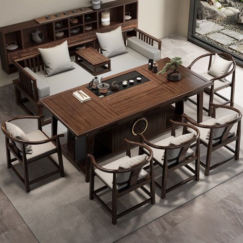 新中式乌金木禅意茶桌椅组合