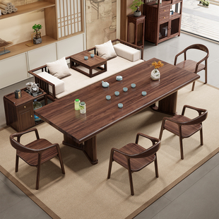 乌金木实木茶桌椅罗汉床组合2026新款办公室客厅家用禅意茶台整套