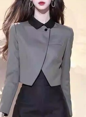 初秋新款女装韩系独特绝美高级感超好看的灰色西装外套半身裙套装